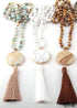 Boho Necklace, RH Amazonite Jasper, Circle Tassel Green White Natural Stone
